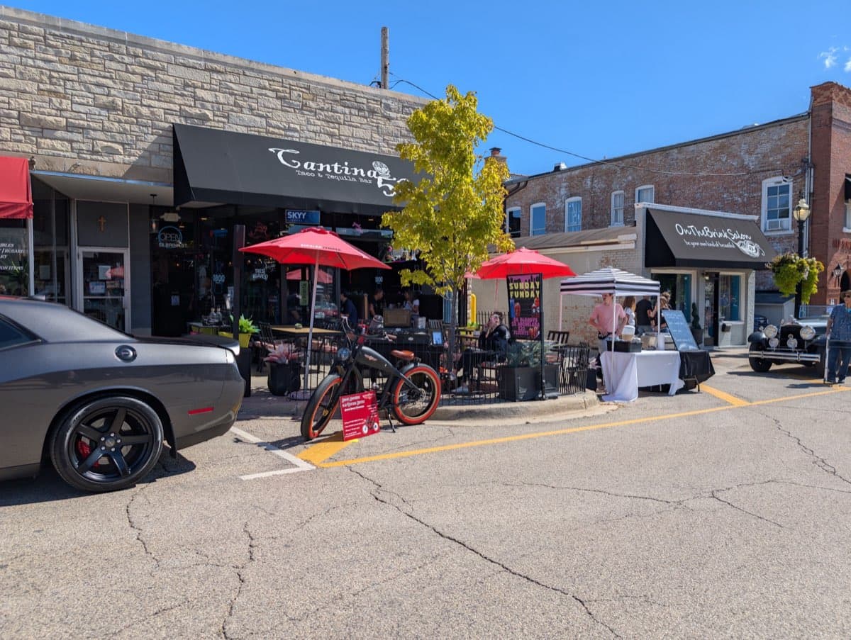 Downtown Crystal Lake with cars