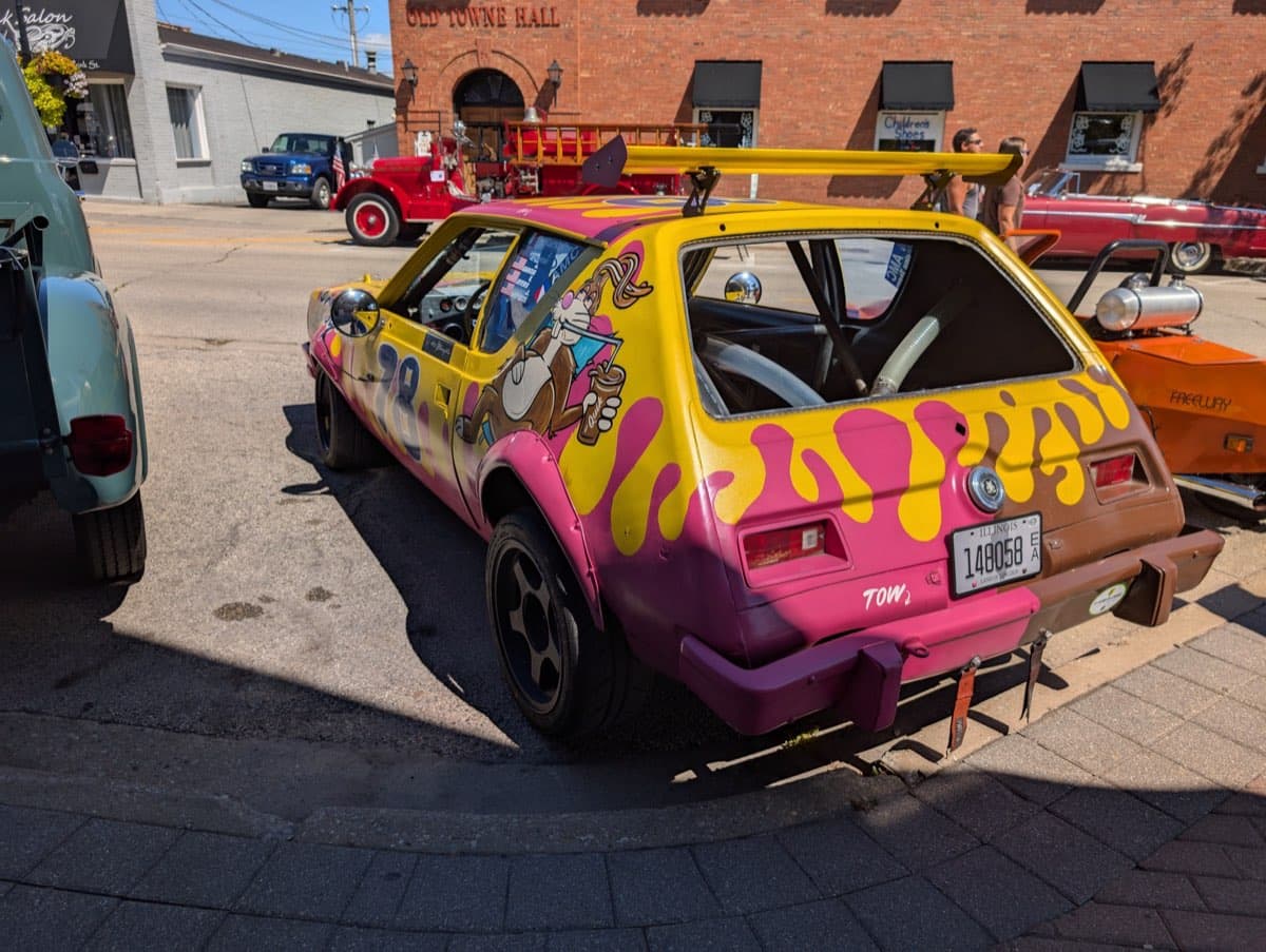 Yellow and purple custom art car
